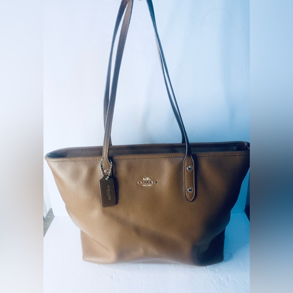 COACH City Zip Tote Brow Leather Tote Bag F58846